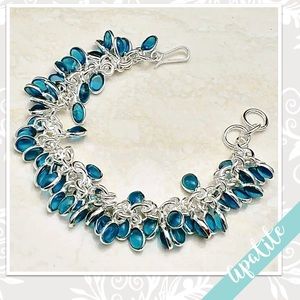 Apatite Multi-Stone Eclectic Silver Bollywood Bracelet (London Blue)